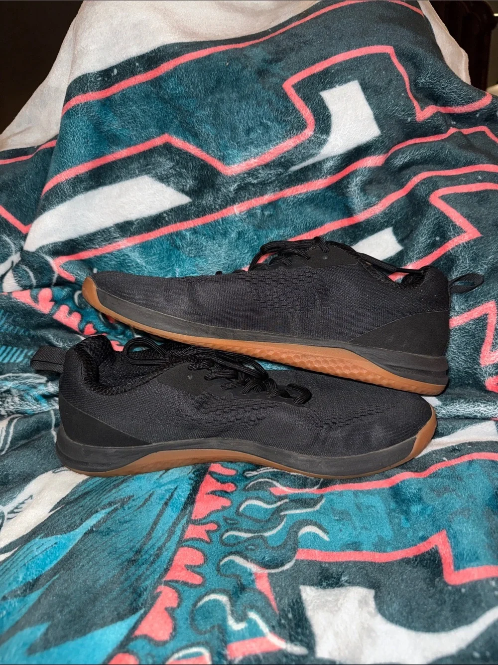 Men's Black Knit Sneakers with Gum Outsole